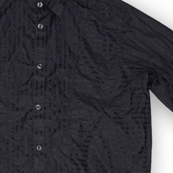 Ben Sherman Black Textured Jacquard Stripe Button-Up Shirt Men's Medium - Picture 4 of 4